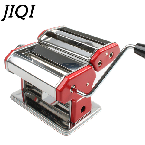 Jiqi manual máquina de fideos de acero inoxidable manivela 2 cuchillas máquina de hacer pasta mano spaghetti pasta cortador fideos ► Foto 1/6