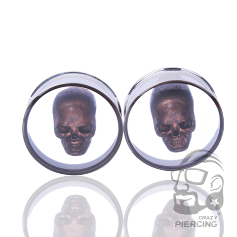3D cráneo de acero doble Flare enchufes y túneles de oído Gauge túnel de carne de oído del oído cuerpo joyería expansor Piercing Oreja 10-25mm ► Foto 1/6
