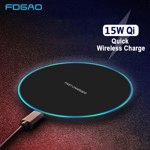 FDGAO 15W rápido cargador inalámbrico para iPhone XS Max X 8 XR 11 Samsung S10 S9 S8 Huawei P30 Pro Xiaomi mi 9 QC 10W Qi almohadilla de carga ► Foto 1/6