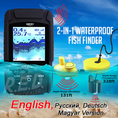 FF-718Li-Localizador de peces LUCKY 2 en 1, Sensor Sónar inalámbrico impermeable, transductor con cable, Monitor de buscador de peces recargable ► Foto 1/1