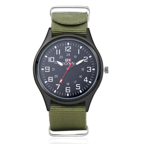 SOXY-Reloj de moda para hombre, deportivo, de cuarzo, militar, luminoso, Delgado, 24 horas, nailon analógico, gran oferta ► Foto 1/3