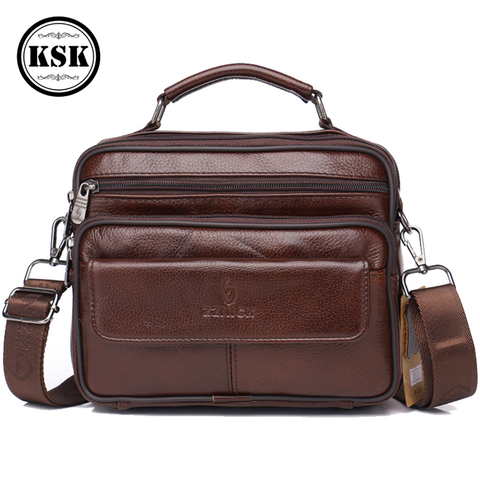 Bolso de cuero genuino para hombre, bolso bandolera, bolso de hombro para hombre, bolsos de lujo para hombre, 2022 de moda con solapa, KSK de bolsillo ► Foto 1/6