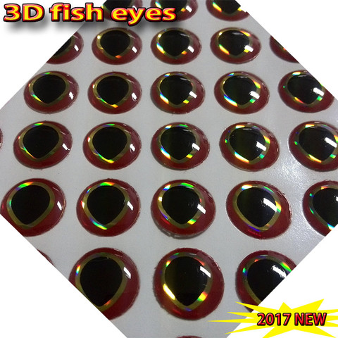 2017new pesca 3D señuelo pescado perfecta ojos tamaño: 5mm-9mm quntily: 400 unids/lote Borde de oro rojo ojos ► Foto 1/1