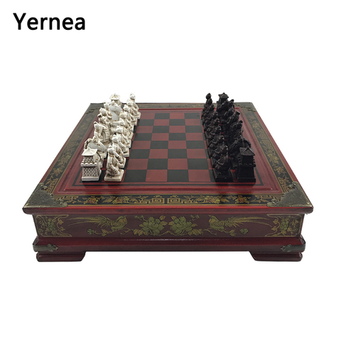 Colección Vintage ajedrez chino guerreros de terracota ajedrez madera tallado resina Chessman Navidad cumpleaños Regalos Premium Yernea ► Foto 1/6