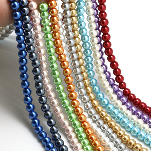 Colores mezclados 4-10mm forma redonda perla de cristal de imitación Cuentas para la joyería que hace el arte DIY Pendientes pulsera gargantilla collar ► Foto 1/6