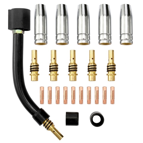 24 unids/set Binzel 15AK antorcha consumibles electrodo escudo taza enlace Rod consejos de cuello de ganso Bend para la máquina de soldadura MIG ► Foto 1/1