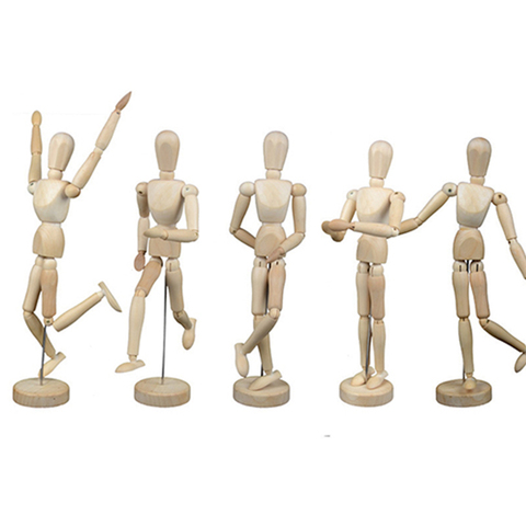 Figuras de madera de 16 articulaciones móviles para hombre, muñecos con madera Flexible de pie, dibujo artístico, muñecos desnudos, modelo de juguete para chico ► Foto 1/6