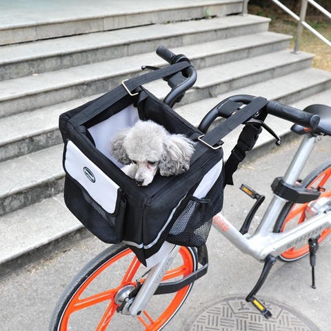 Cesta de bicicleta para mascotas de lujo y duradera, correa para perro y bicicleta, bolsa de transporte plegable para coche, asiento de viaje para cachorro, Gato y Animal ► Foto 1/6