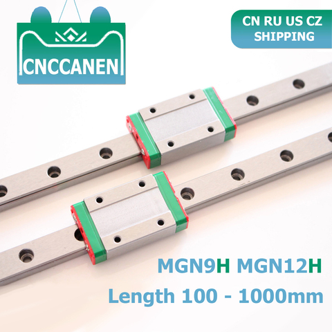 Riel deslizante lineal en miniatura MGN9 MGN12, pieza CNC, 100-1000mm, 2 uds., guía lineal MGN + 2 Uds., o MGN12H MGN9H, carro de impresora 3D ► Foto 1/6
