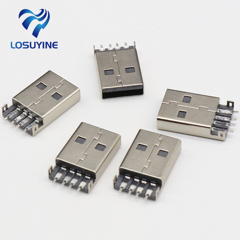 10 unids/lote USB 2,0 4Pin un tipo enchufe masculino conector SMT negro G49 para transmisión de datos que carga el envío libre ► Foto 1/4