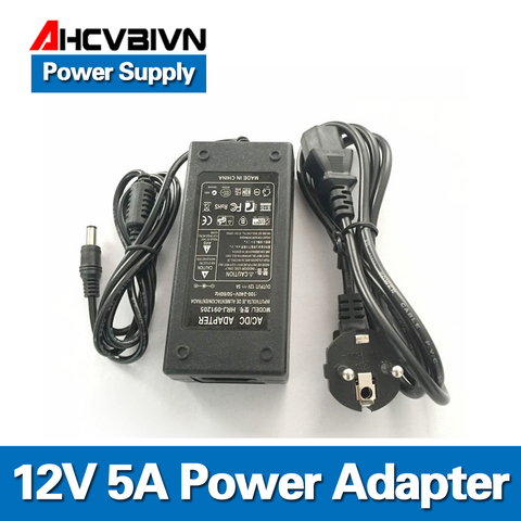 Universal 12V 5A AC100-240V a DC conversor adaptador de corriente del transformador del cargador de la fuente de alimentación con luz indicadora de LED nuevo ► Foto 1/5