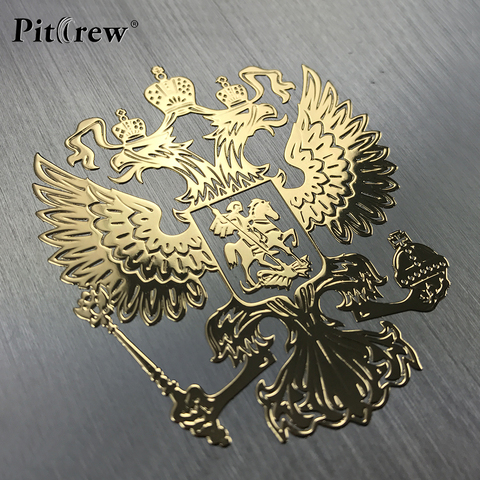 PITREW Escudo de Armas de Rusia níquel Metal autoadhesivos adhesivos Rusia Federación águila emblema para coche estilo pegatina portátil ► Foto 1/6