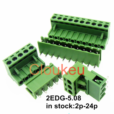 2EDG-5.08-Terminal de cableado verde, conector PCB de 5,08mm, 2/3/4/5/6/7/8/9/10/11/12/13/14/15/16/18/20/22/24p ► Foto 1/5