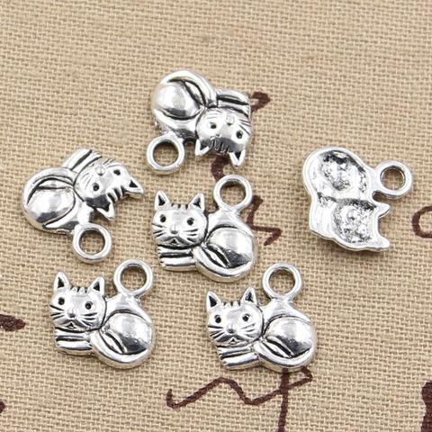 20 piezas dijes Lazy Cat 15x13mm antiguo bronce plata Color colgantes hacer DIY hecho a mano bronce tibetano Color plata joyería ► Foto 1/1