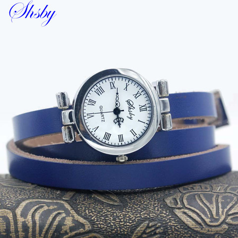 Shsby-reloj con correa larga de cuero para mujer, pulsera de plata, vintage, ROMA ► Foto 1/6