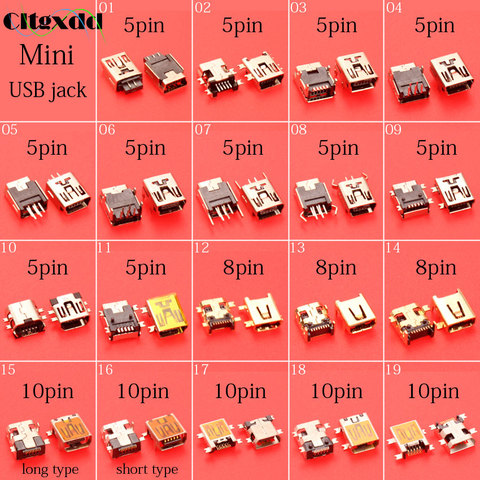 Cltgxdd hembra Mini usb hembra Puerto V3 puerto para MP3 MP4 USB tipo B 5pin 8pin10pin SMT SMD USB jack conector de piezas de reparación ► Foto 1/6