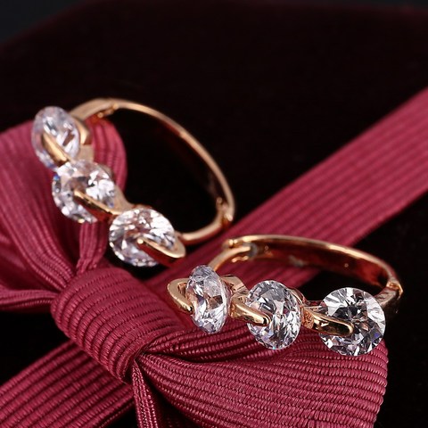 Pendientes de circonita AAA para mujer, joyería de lujo, Color dorado, accesorios de boda ► Foto 1/6