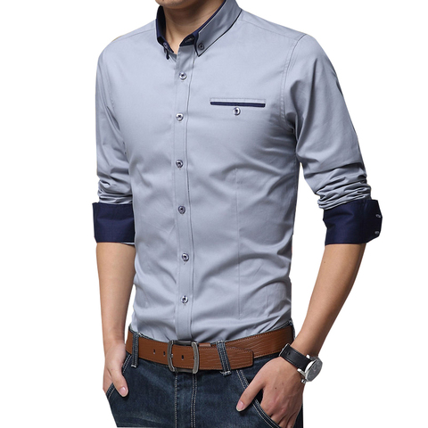 Legible Casual Social Formal camisa de hombres de manga larga camisa de oficina delgada de negocios Camisa de algodón para hombres camisas de vestir blanco 4XL 5XL ► Foto 1/6