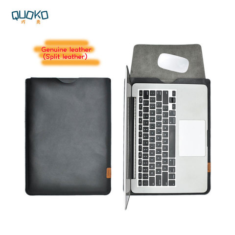 Venta Ultra-delgada manga Super delgada cubierta genuino bolsa de ordenador portátil de cuero caso para MacBook Pro 13 15 16 