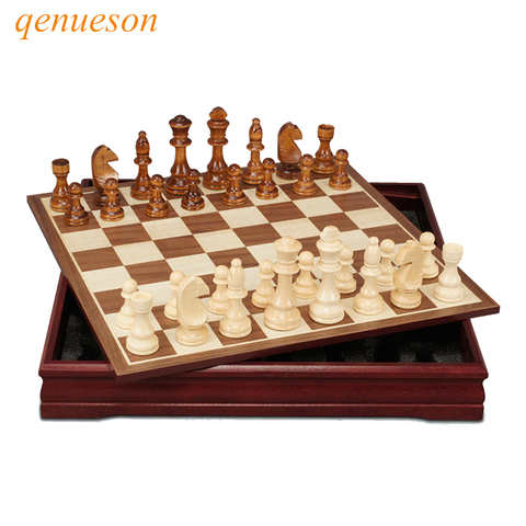 Nuevo de alta calidad de piezas de ajedrez de madera mesa de café profesional tablero de ajedrez juego de la familia juego de ajedrez juego tradicional qenueson ► Foto 1/6