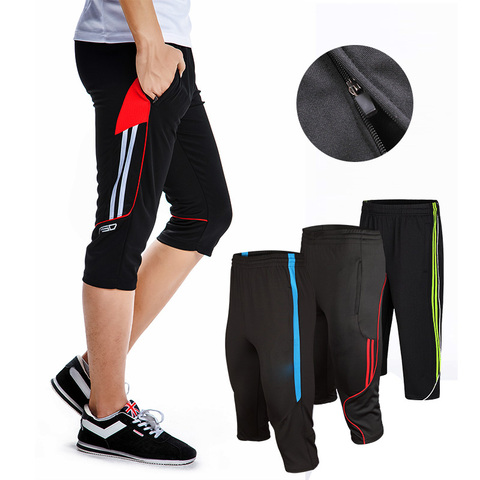 Nuevos diseños tamaño L-4XL pantalones de entrenamiento de fútbol para hombre correr 3/4 pantalones con bolsillo con cremallera ► Foto 1/6