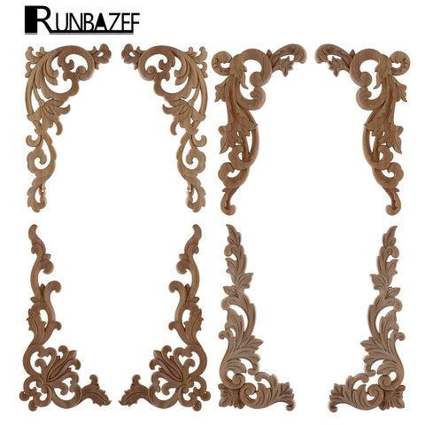 RUNBAZEF-Apliques de madera decorativos de estilo antiguo, pieza de flor, fondo, armario de pared, accesorios de decoración del hogar ► Foto 1/6