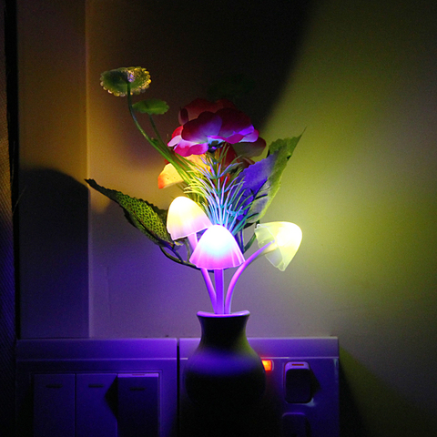 Sensor de luz nocturna, lámpara LED de flor de ciruelo, enchufe estadounidense, decoración para el hogar romántica, 220V ► Foto 1/4