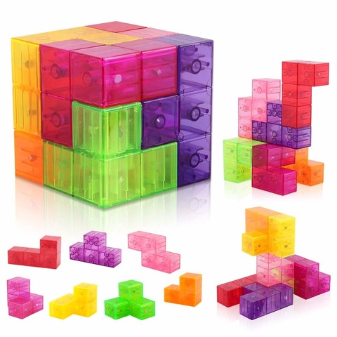 Bloques de construcción de cubo magnético 3D, juego de 7 Uds. De rompecabezas, Cubo de velocidad 3x3x3 con 54 Uds. De tarjetas de guía de inteligencia ► Foto 1/6