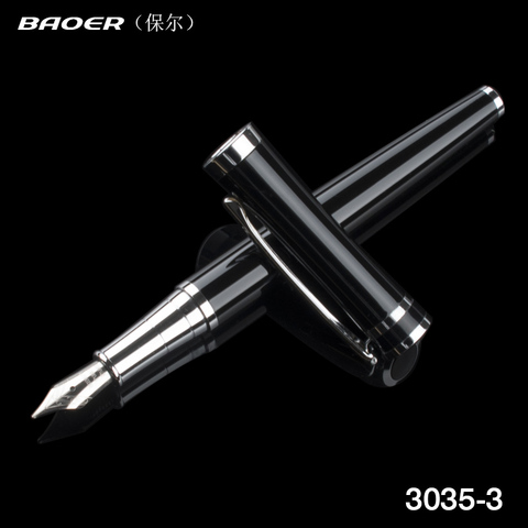 Pluma estilográfica iraurita de Metal negro Baoer 3035, pluma estilográfica de negocios para estudio, regalos, decoración, Caneta ejecutiva ► Foto 1/6