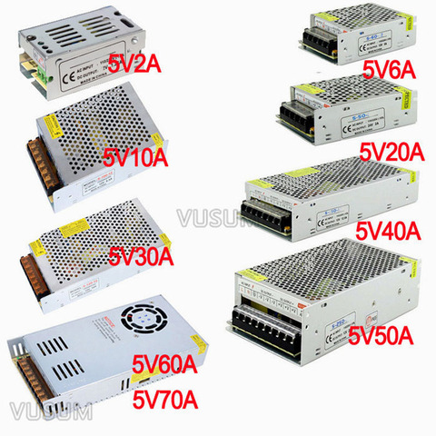 Vusum de conmutación Led fuente de alimentación 5V transformador de fuente de alimentación 110V 220V AC a DC 5V 2A 6A 10A 20A 30A 40A 50A 60A 72A conductor ► Foto 1/6