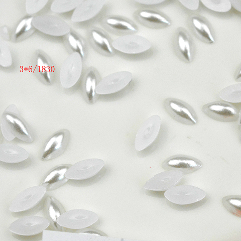 FLTMRH-Pulseras de cuentas de joyería no porosas, 100 Uds., 3mm x 6mm, medio caballo, forma de ojo, perlas de imitación, accesorios ► Foto 1/1