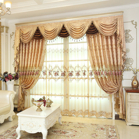 Cortina opaca de lujo europea para sala de estar, tela bordada para persiana de dormitorio, ventana francesa de cocina ► Foto 1/6