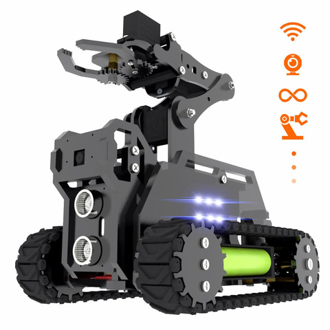 Adeept RaspTank WiFi inalámbrico inteligente Robot Kit de coche para Raspberry Pi 3 Modelo B, modelo B +/B/2B tanque seguido Robot con 4-DOF brazo robótico O ► Foto 1/6