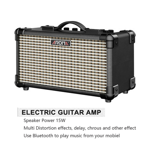 Amplificador de guitarra eléctrica AROMA TM-15A, 15W, portátil, con interfaz de micrófono, batería recargable integrada y Bluetooth ► Foto 1/1
