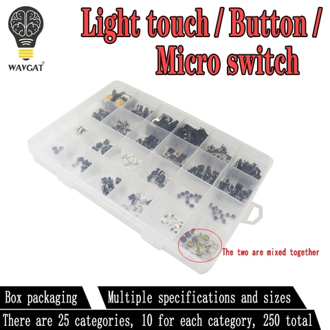 Botón Táctil para control remoto, 25 tipos de pulsadores táctiles, microinterruptores, gran oferta, 250 Uds. ► Foto 1/6