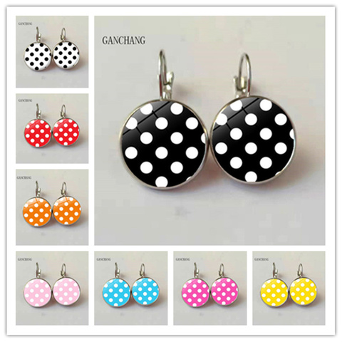 8 punto de color de onda ronda cabochon de cristal pendientes a la moda regalo de las mujeres ► Foto 1/6