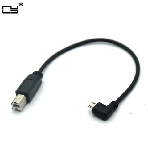 25cm 2,0 estándar USB B macho a USB Micro 5 pin 5pin hombre derecho en ángulo 90 grados Cable de datos Cable para tablet Centro de disco duro de la impresora ► Foto 1/5