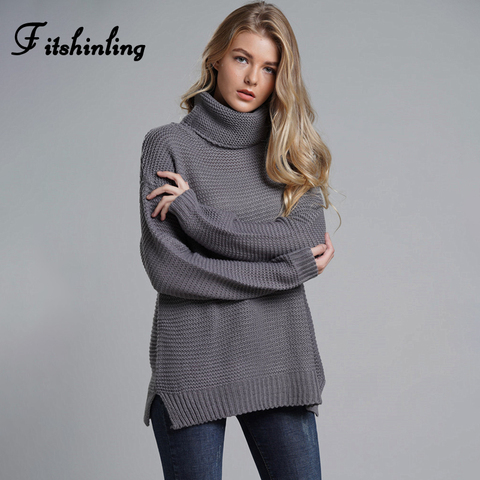 Fitshinling-suéter de punto para mujer, jersey de cuello alto liso en 6 colores, gran oferta ► Foto 1/6