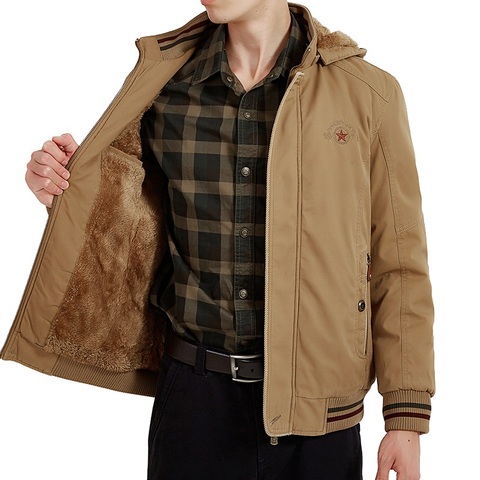 Nuevo Parka hombres gruesa caliente Fleece Parka Hombre ejército militar Chaquetas hombres abrigo masculino forro de lana con capucha Collar Chaquetas hombre ► Foto 1/1