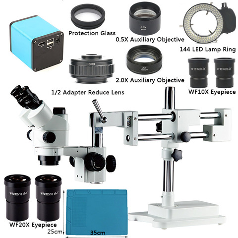 Autofoco HDMI microscopio Digital Simul-focal 3,5-90X microscopio Trinocular estéreo doble pluma soporte microscopio conjunto de cámara ► Foto 1/6