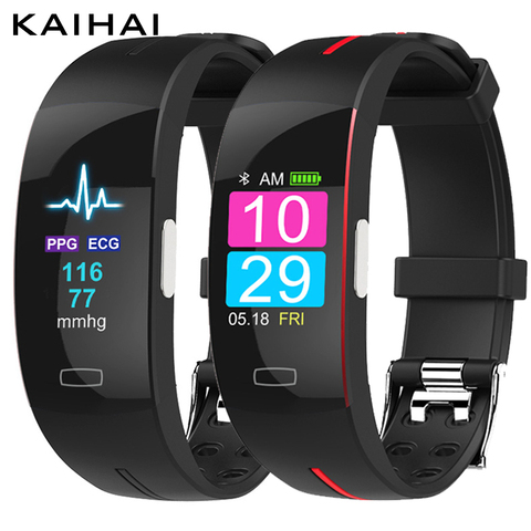 Kahai H66 plus Medición de la presión arterial monitor de ritmo cardíaco PPG ECG HRV reloj de pulsera inteligente de actividad física rastreador de la salud dispositivos portátiles pulsera despertador para Android ios ► Foto 1/6