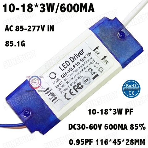 Lámpara de techo de corriente constante, AC85-277V LED 10-18x3W 600mA DC30-60V de 3-20 piezas de alto PFC> 0,95 aislamiento 36W, Envío Gratis ► Foto 1/6