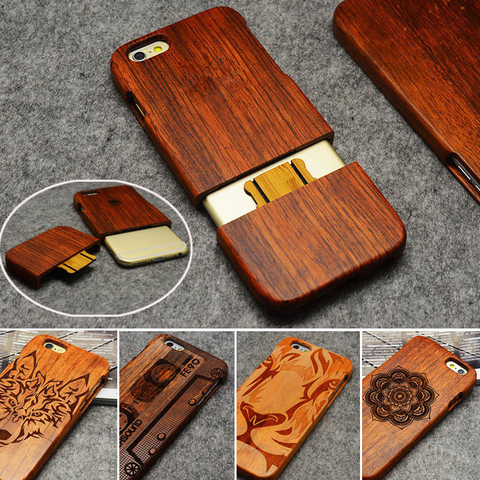 Funda de teléfono de madera LYBALL 100% hecha a mano madera Natural de bambú cubierta dura para Apple iPhone X XR XS MAX 8 7 Plus 6 6 S Plus 5S SE ► Foto 1/5