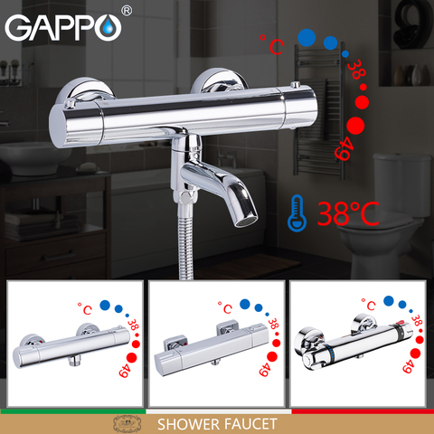 GAPPO-grifo termostático para ducha, mezclador de baño con termostato, cascada, montado en la pared, grifería ► Foto 1/6
