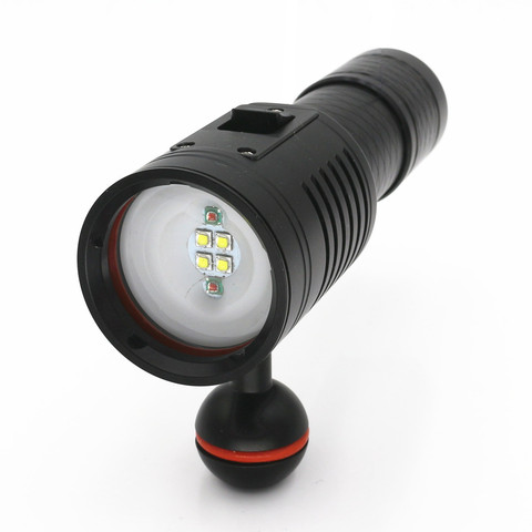Linterna LED para fotografía de buceo, linterna impermeable de 4000LM, 4 x XM-L2, blanca, 2 x roja, sumergible hasta 100M, batería de 26650 y cargador ► Foto 1/6