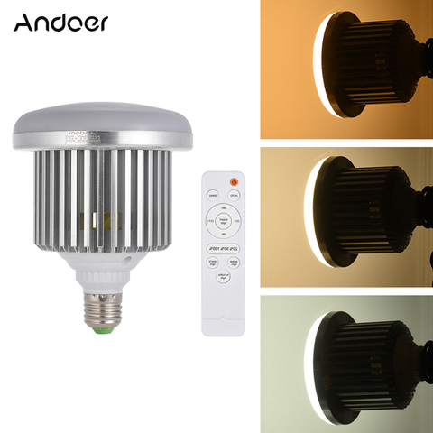 Andoer E27 50W bombilla LED para lámpara brillo ajustable y temperatura de Color de 3200K ~ 5600K con Control remoto estudio lámpara para fotografía y vídeo ► Foto 1/6