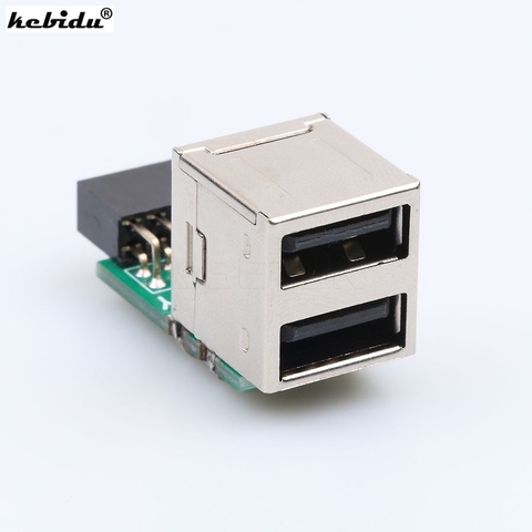 Kebidu PC interna 2 puertos USB 2,0 9Pin hembra A 2 puertos A hembra Adaptador convertidor placa base PCB tarjeta extender nuevo ► Foto 1/5