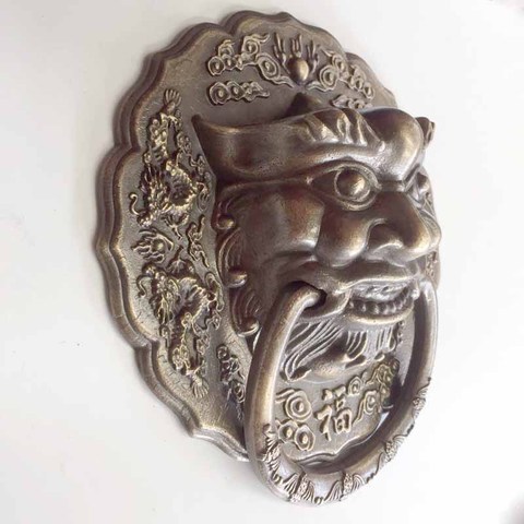 Manija de puerta de mango de cabeza de león de latón COTOM, manija de puerta de vidrio de dos dragones ► Foto 1/6