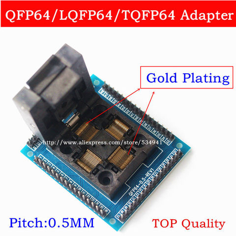 Adaptador de enchufe tipo U QFP64 TQFP64, LQFP64, zócalo de prueba de circuito integrado, programador, zócalo qfp64, tqfp64, lqfp64 ► Foto 1/6