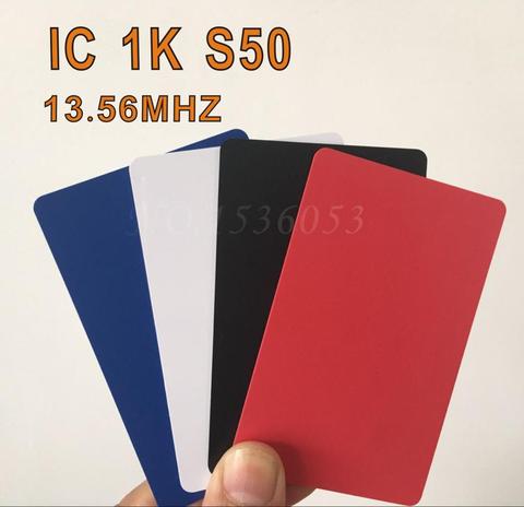 Tarjeta nfc de 13,56 mhz, control de acceso de llave de hotel de bajo coste, rfid, inteligente, color azul, rojo y negro, 10 Uds. ► Foto 1/5